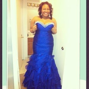 Cobalt Blue Mermaid Silhouette prom dress